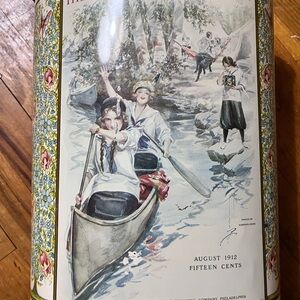 Vintage Metal Trash Can August 1912 Ladies Home Journal Magazine Cover Art